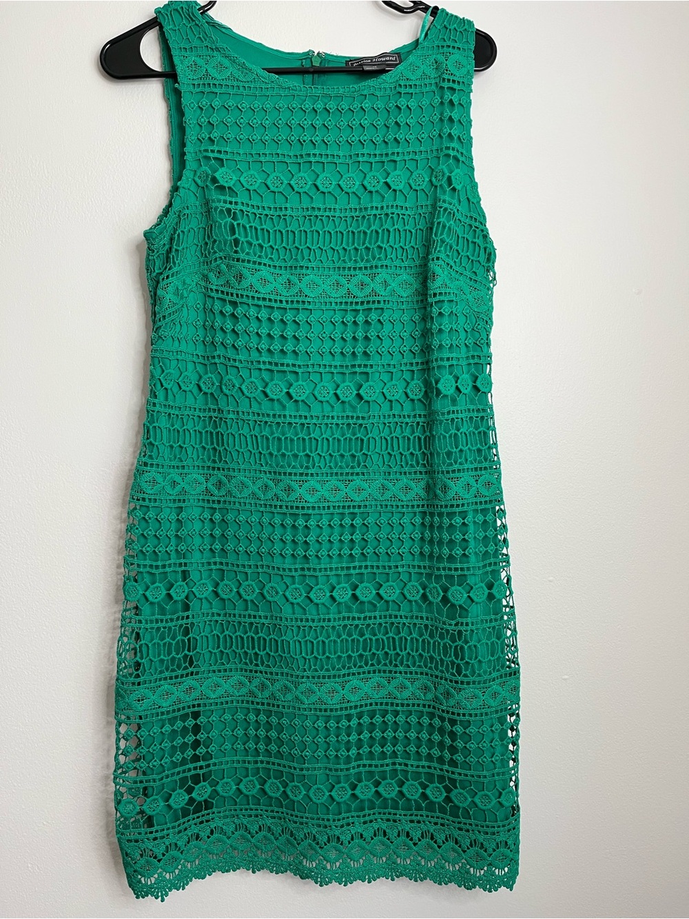 Jessica Howard Green Crochet Midi Sheath Dress